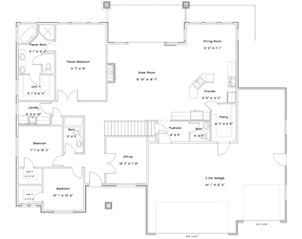 Architectural House Design - Ranch Floor Plan - Main Floor Plan #1060-30