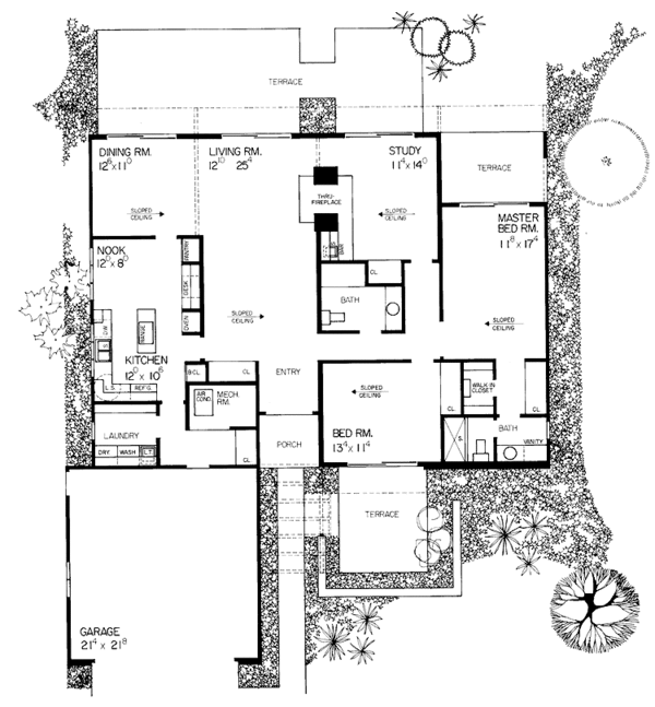 Architectural House Design - Contemporary Floor Plan - Main Floor Plan #72-713