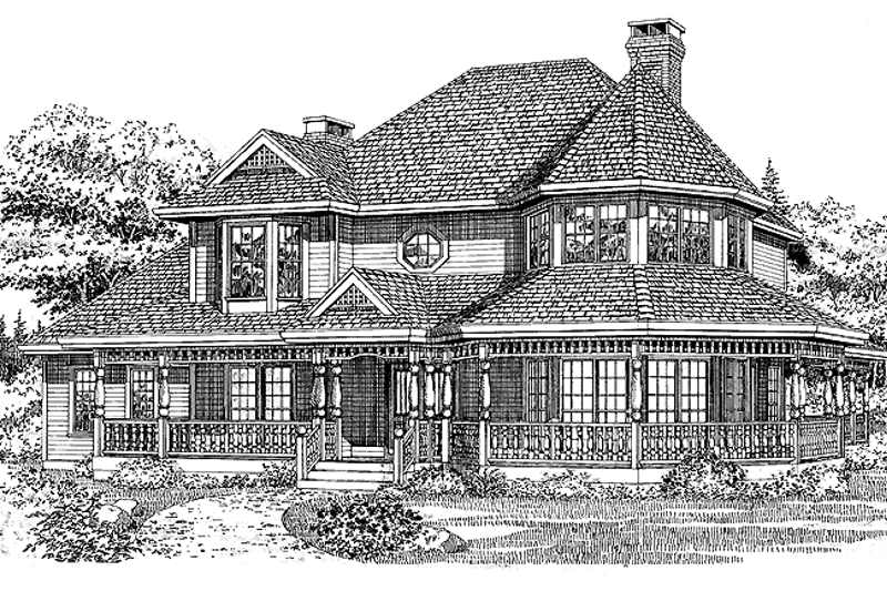 Architectural House Design - Exterior - Front Elevation 3 for Victorian House Plan #47-747 - 4 bed, 2.5 bath