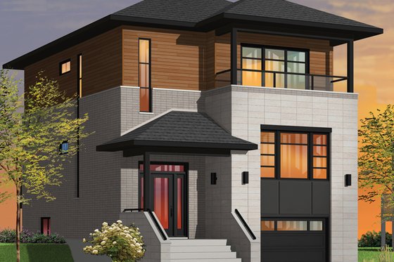 Exterior - Front Elevation 3 for Contemporary House Plan #23-2584 - 3 bed, 2 bath