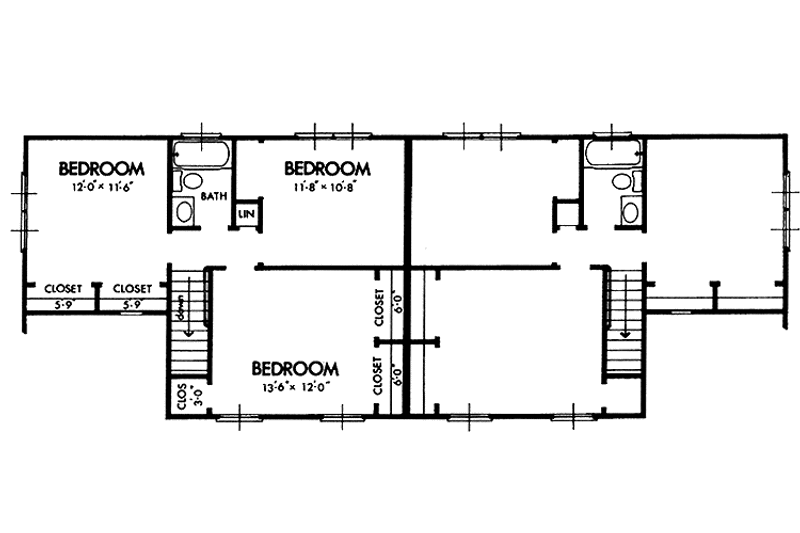 Dream House Plan - Floor Plan - Upper Floor for Colonial House Plan #320-1242 - 3 bed, 1.5 bath