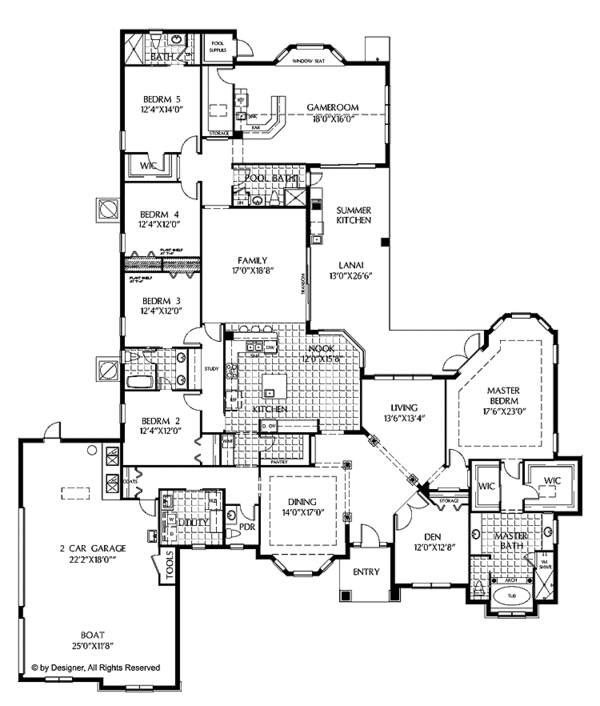 Architectural House Design - Mediterranean Floor Plan - Main Floor Plan #999-127