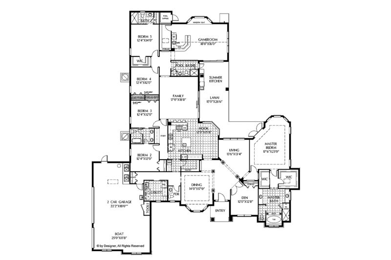 Dream House Plan - Floor Plan - Main Floor for Mediterranean House Plan #999-127 - 5 bed, 4.5 bath