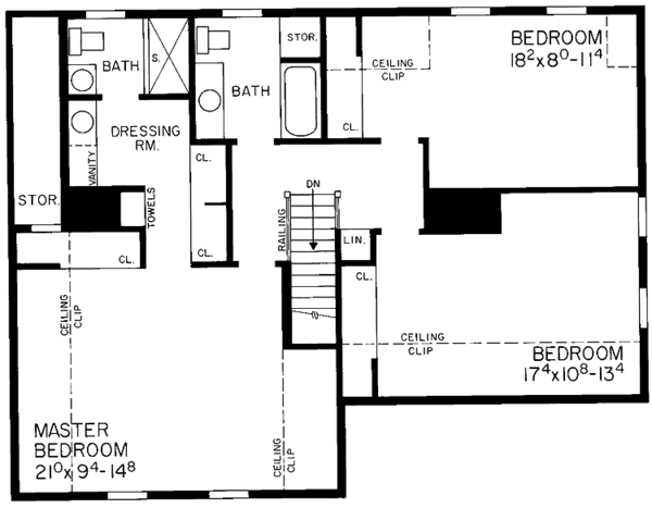 House Blueprint - Country Floor Plan - Upper Floor Plan #72-690