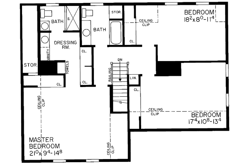 Home Plan - Floor Plan - Upper Floor for Country House Plan #72-690 - 3 bed, 2.5 bath