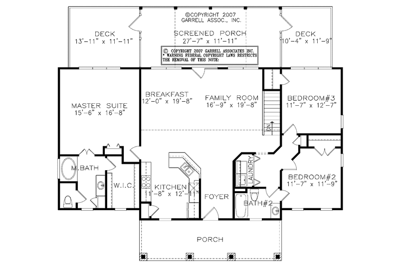 Home Plan - Floor Plan - Main Floor for Country House Plan #54-265 - 3 bed, 2 bath