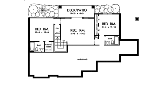 Floor Plan - Lower Floor for Craftsman House Plan #929-936 - 4 bed, 4 bath