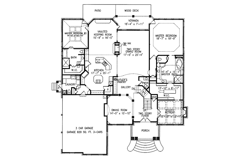 Dream House Plan - Floor Plan - Main Floor for Colonial House Plan #54-184 - 4 bed, 4.5 bath