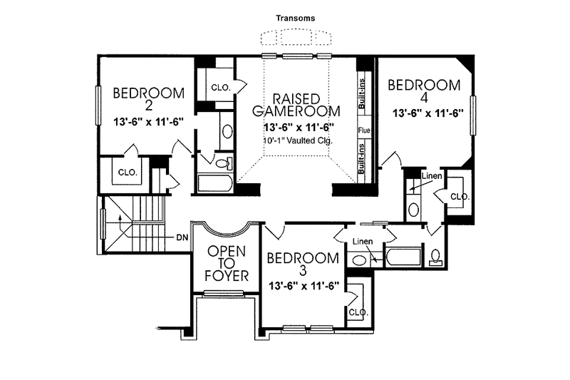 House Blueprint - Floor Plan - Upper Floor for Country House Plan #974-52 - 4 bed, 3.5 bath