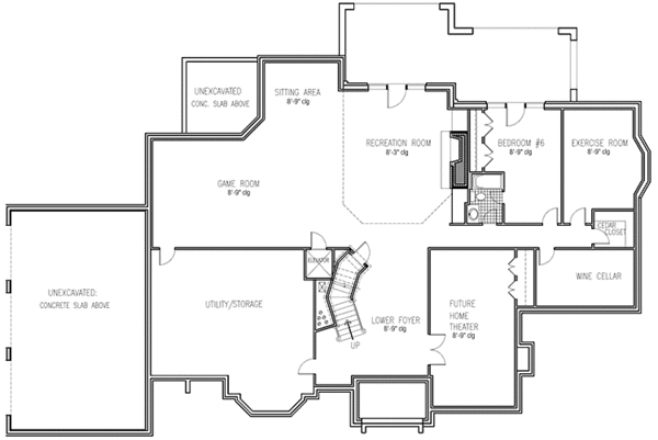 House Blueprint - European Floor Plan - Lower Floor Plan #953-129