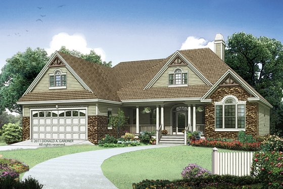 Exterior - Front Elevation 3 for Country House Plan #929-940 - 3 bed, 2 bath