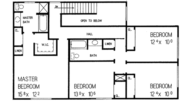House Blueprint - Country Floor Plan - Upper Floor Plan #72-1043
