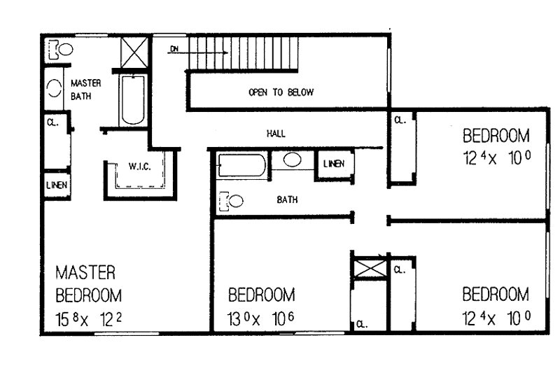Home Plan - Floor Plan - Upper Floor for Country House Plan #72-1043 - 4 bed, 2.5 bath