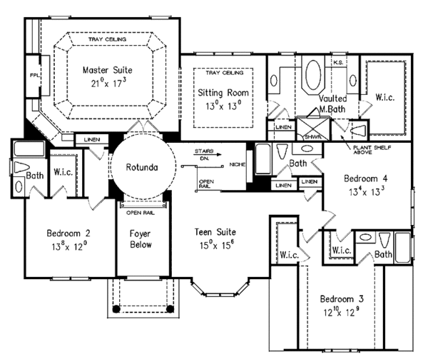 House Blueprint - Traditional Floor Plan - Upper Floor Plan #927-293
