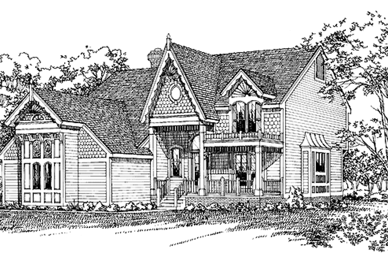 House Blueprint - Victorian Exterior - Front Elevation Plan #72-893