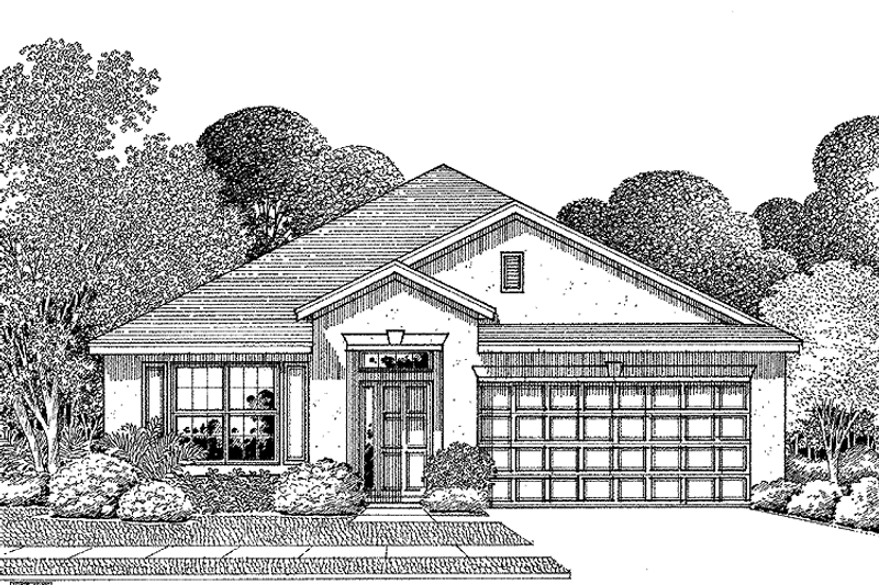 Home Plan - Exterior - Front Elevation 3 for Ranch House Plan #999-70 - 3 bed, 2 bath