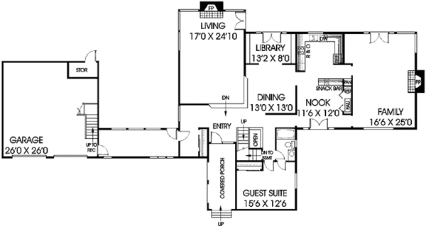 Architectural House Design - Craftsman Floor Plan - Main Floor Plan #60-935