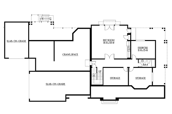 Floor Plan - Lower Floor for Craftsman House Plan #132-335 - 4 bed, 3.5 bath