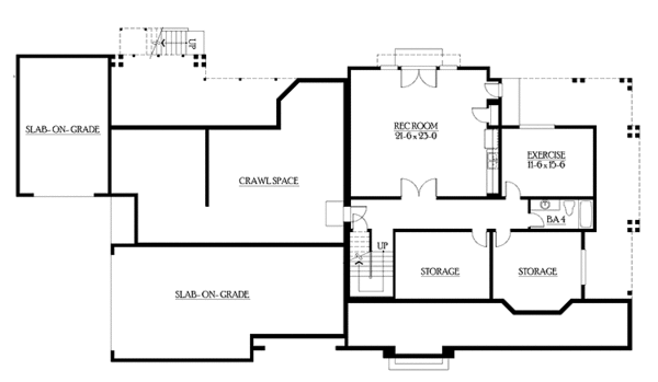 Craftsman Floor Plan - Lower Floor Plan #132-335