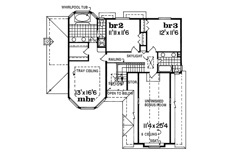 Architectural House Design - Floor Plan - Upper Floor for Contemporary House Plan #47-1012 - 3 bed, 2.5 bath