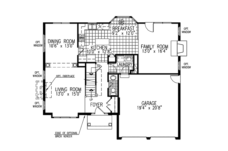 Architectural House Design - Floor Plan - Main Floor for Colonial House Plan #953-17 - 4 bed, 2.5 bath