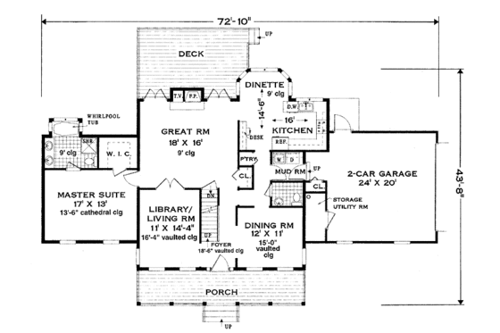 Floor Plan - Main Floor for Farmhouse House Plan #3-296 - 3 bed, 2.5 bath