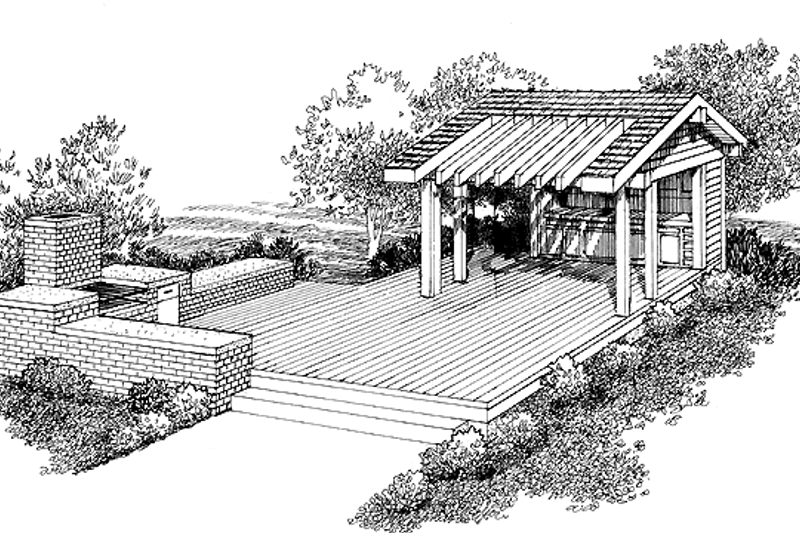 House Blueprint - Prairie Exterior - Rear Elevation Plan #1048-1