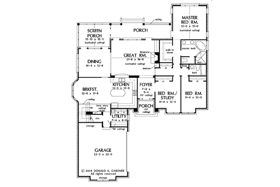 Floor Plan - Main Floor for Ranch House Plan #929-712 - 3 bed, 2 bath
