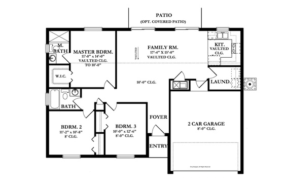 Floor Plan - Main Floor for Ranch House Plan #1058-30 - 3 bed, 2 bath