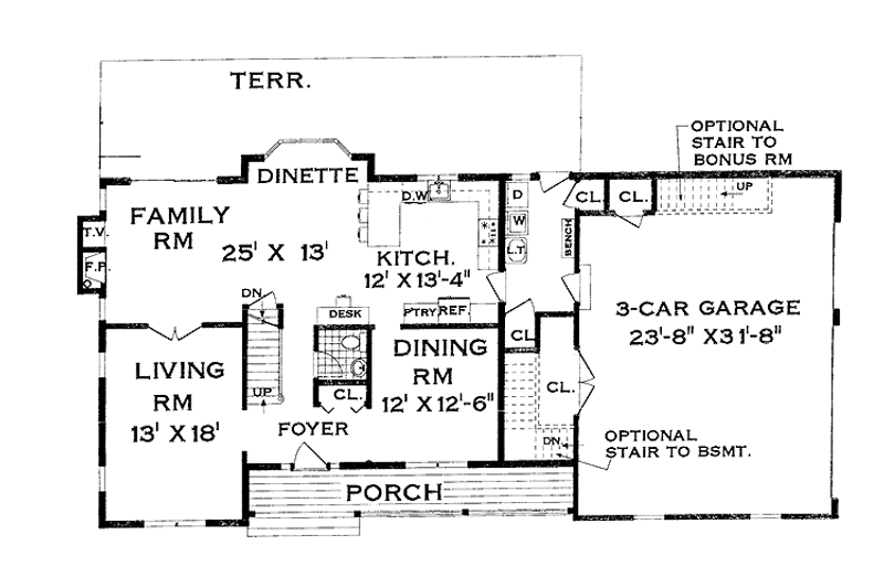 Home Plan - Floor Plan - Main Floor for Country House Plan #3-264 - 4 bed, 2.5 bath