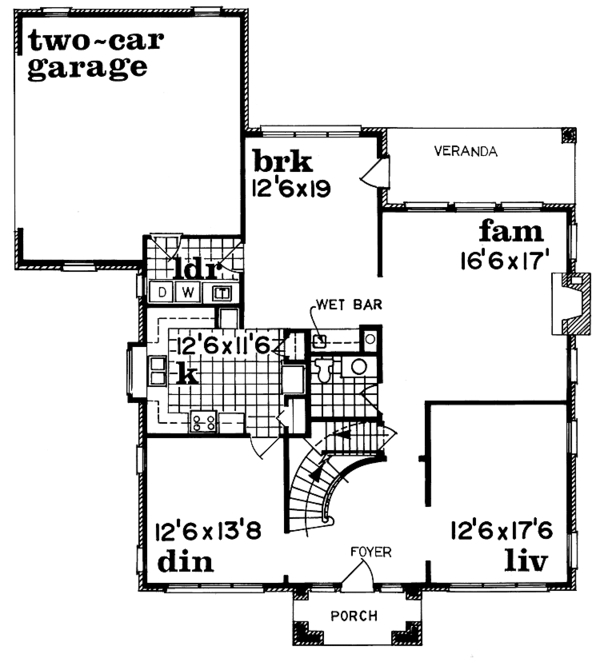 House Blueprint - Traditional Floor Plan - Main Floor Plan #47-1049