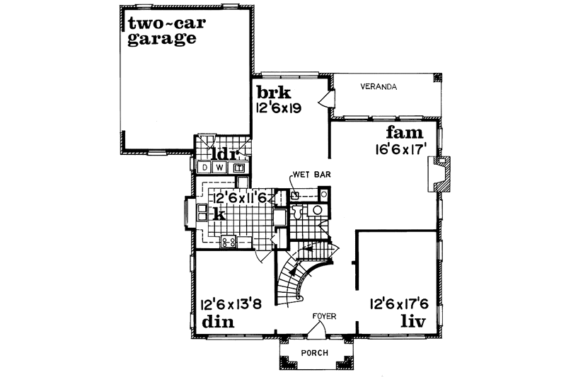 Home Plan - Floor Plan - Main Floor for Traditional House Plan #47-1049 - 4 bed, 2.5 bath