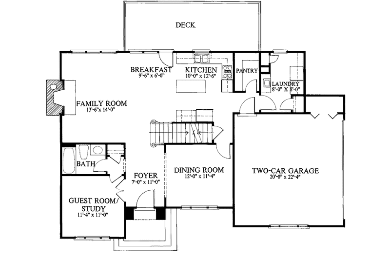 Home Plan - Floor Plan - Main Floor for European House Plan #429-120 - 4 bed, 3 bath