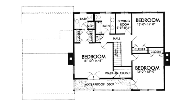 Architectural House Design - Prairie Floor Plan - Upper Floor Plan #320-1404