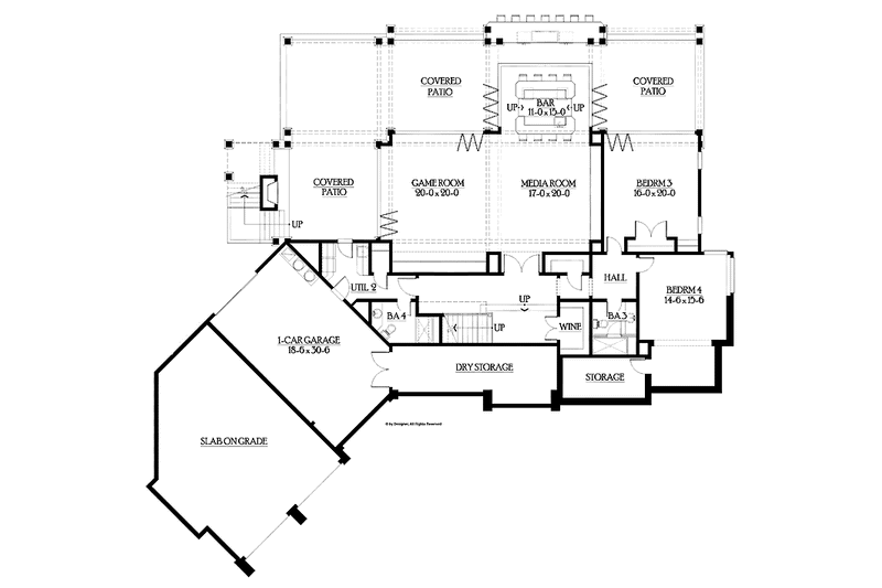 Dream House Plan - Floor Plan - Lower Floor for Craftsman House Plan #132-560 - 4 bed, 4.5 bath