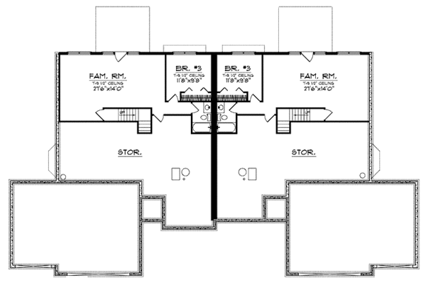 Architectural House Design - Ranch Floor Plan - Lower Floor Plan #70-1406