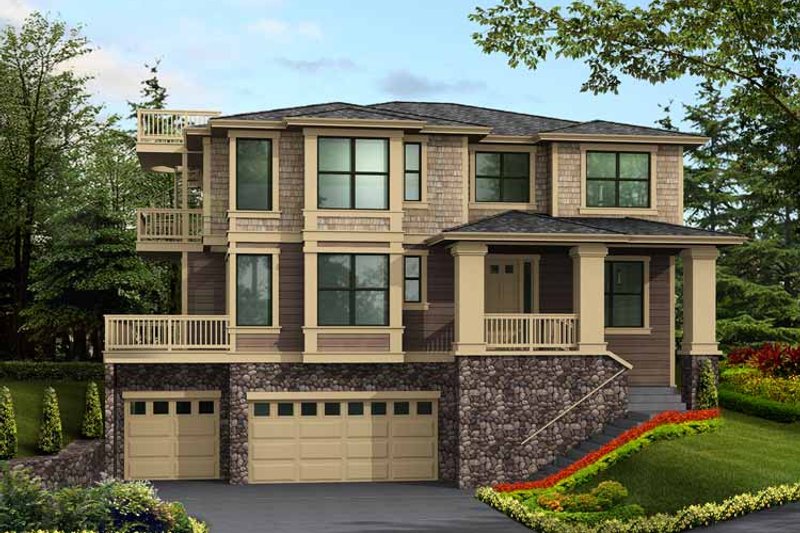 Architectural House Design - Prairie Exterior - Front Elevation Plan #132-471