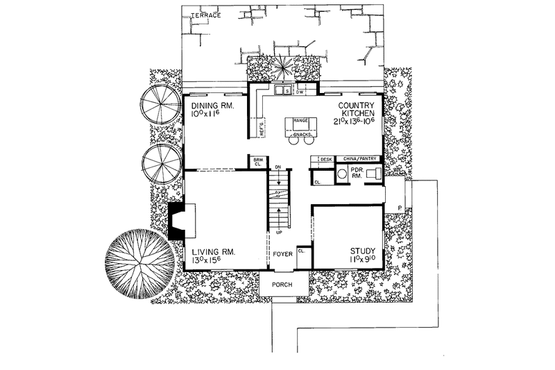 Home Plan - Floor Plan - Main Floor for Colonial House Plan #72-753 - 2 bed, 2.5 bath