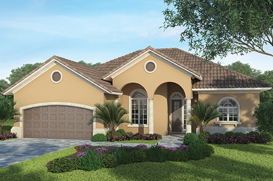 Exterior - Front Elevation 3 for Mediterranean House Plan #938-33 - 3 bed, 2.5 bath