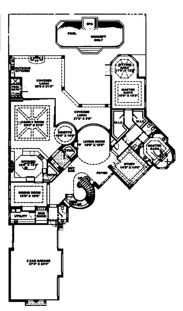 Architectural House Design - Mediterranean Floor Plan - Main Floor Plan #1017-42