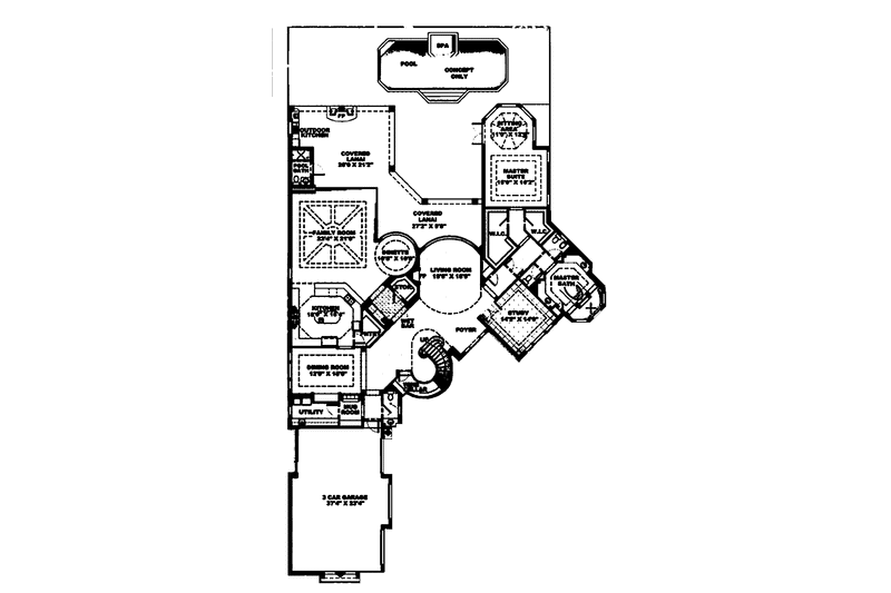 Home Plan - Floor Plan - Main Floor for Mediterranean House Plan #1017-42 - 4 bed, 5 bath