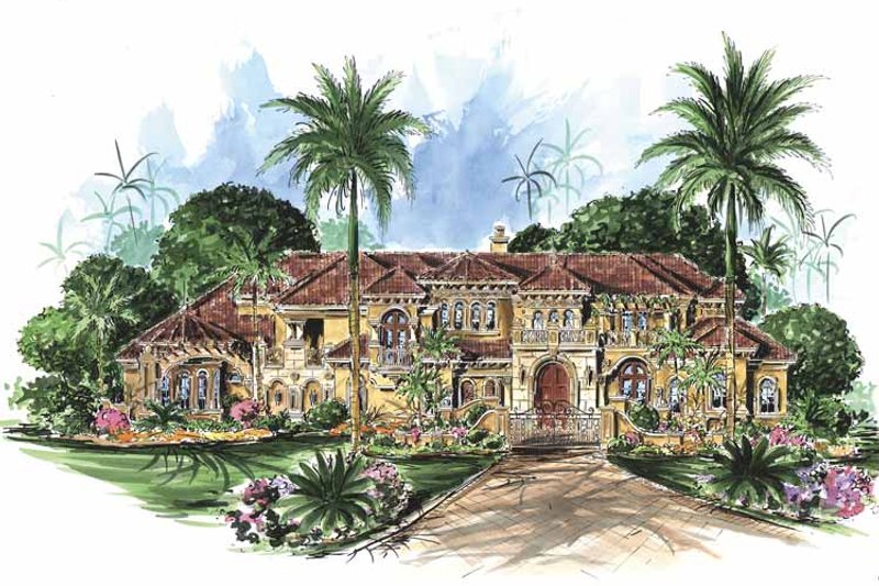 Dream House Plan - Exterior - Front Elevation 3 for Mediterranean House Plan #1017-78 - 6 bed, 8.5 bath
