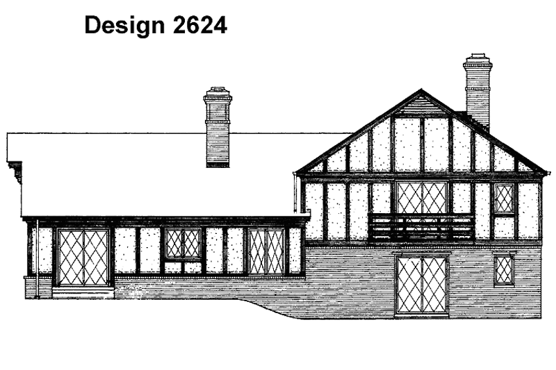 Dream House Plan - Exterior - Rear Elevation for Tudor House Plan #72-670 - 4 bed, 2.5 bath