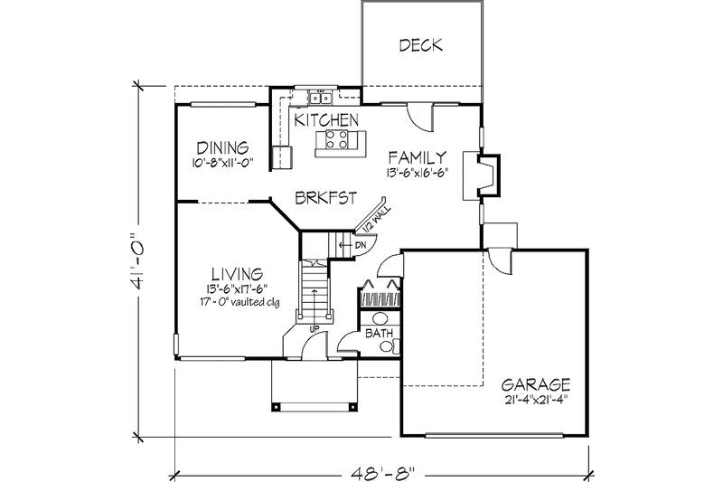 Dream House Plan - Floor Plan - Main Floor for Prairie House Plan #320-1100 - 3 bed, 2.5 bath