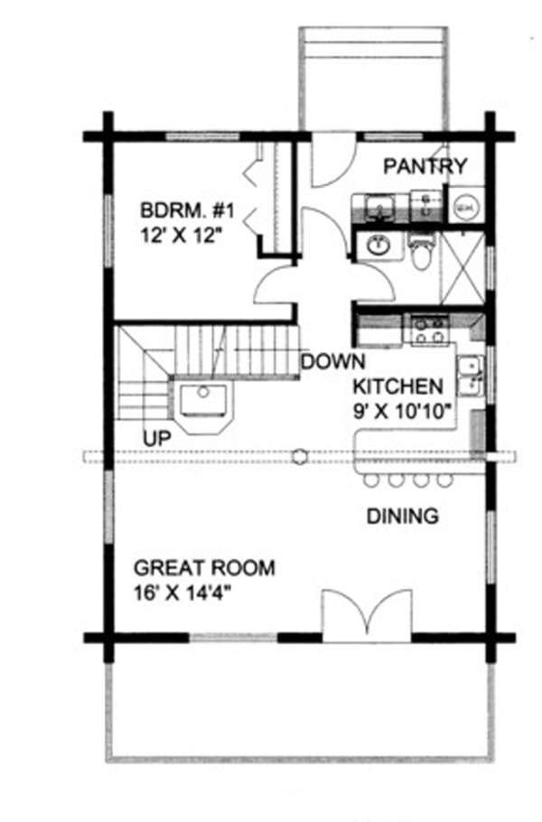 House Design - Log Floor Plan - Main Floor Plan #117-821