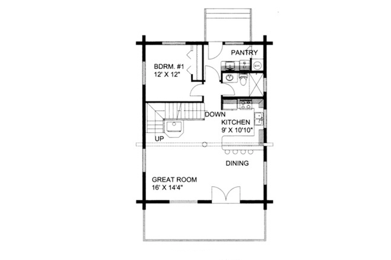 Architectural House Design - Floor Plan - Main Floor for Log House Plan #117-821 - 1 bed, 2 bath