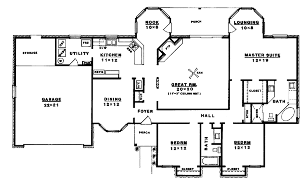 House Blueprint - Contemporary Floor Plan - Main Floor Plan #14-268