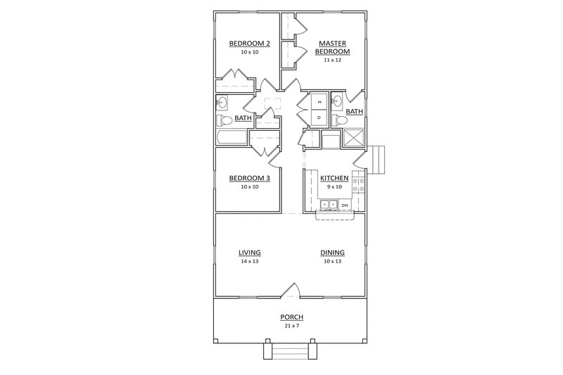 Architectural House Design - Floor Plan - Main Floor for Craftsman House Plan #936-22 - 3 bed, 2 bath
