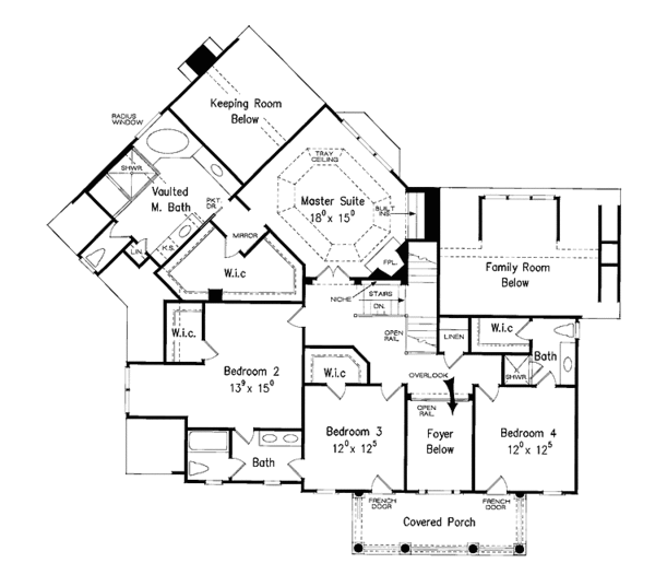 Architectural House Design - Classical Floor Plan - Upper Floor Plan #927-856
