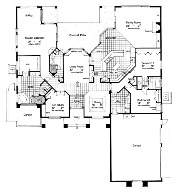 House Design - Mediterranean Floor Plan - Main Floor Plan #417-790
